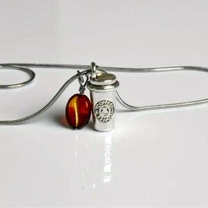 Silver Coffee Cup Pendant Necklace
